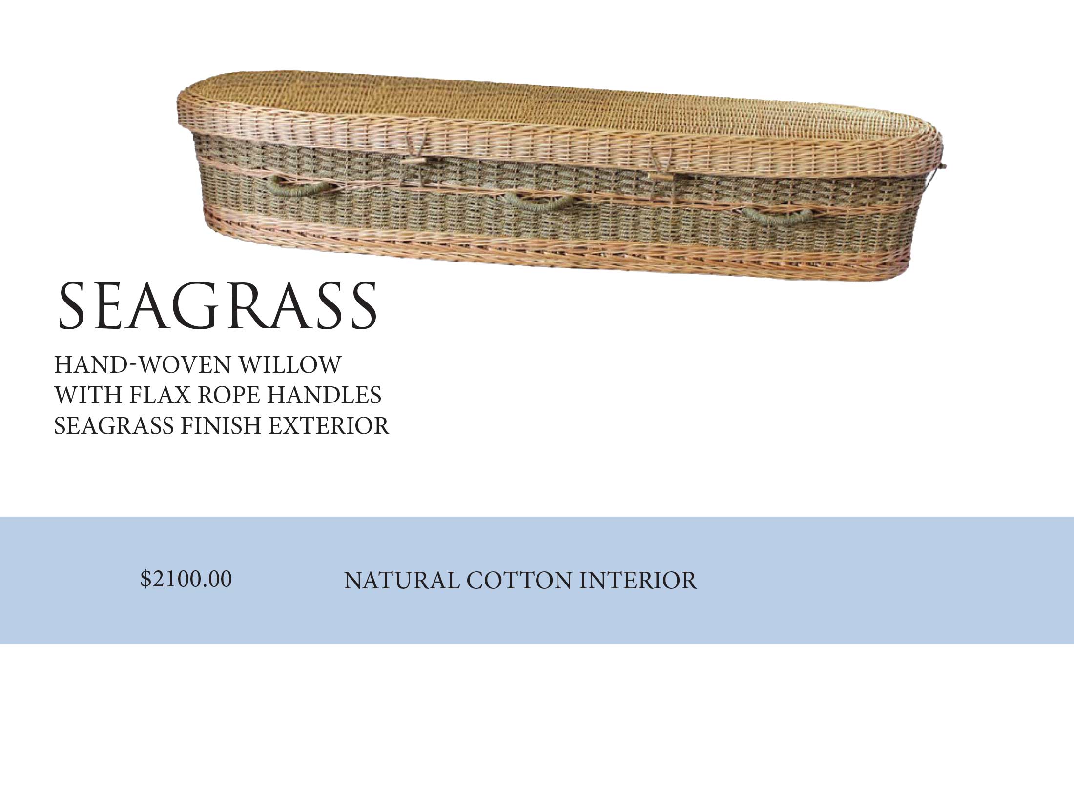 Seagrass - Hand-woven Willow With Flax Rope Handles Seagrass Finish Exterior - $2100.00 - Natural Cotton Interior